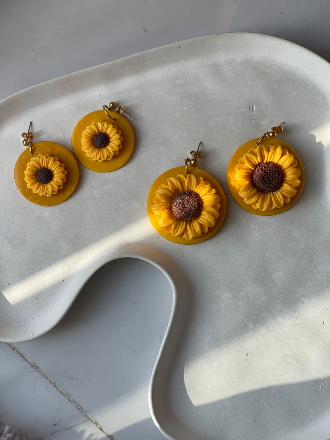 گوشواره خمیری گل آفتاب گردون کوچک