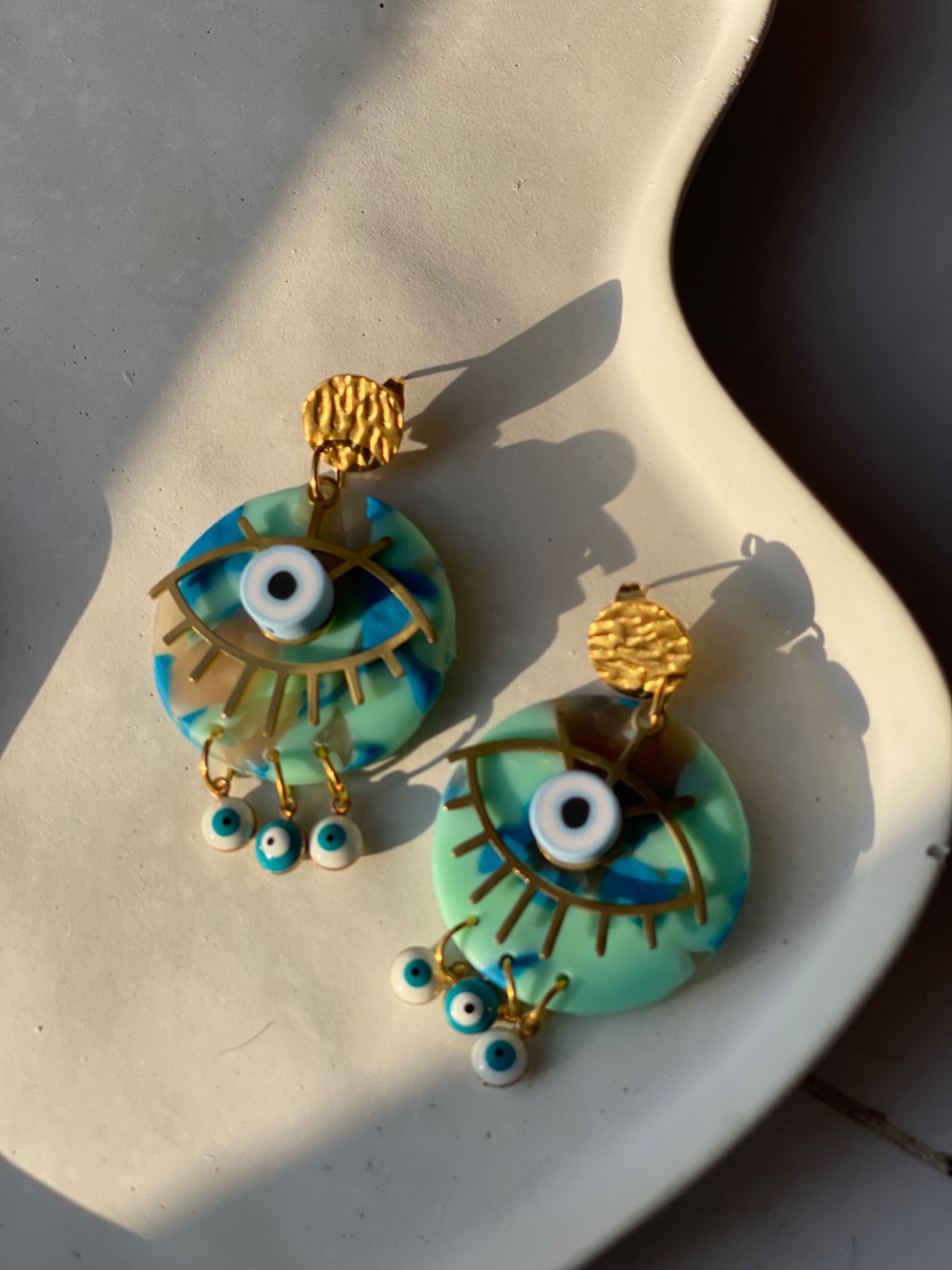 گوشواره خمیری سبز چشم نظر