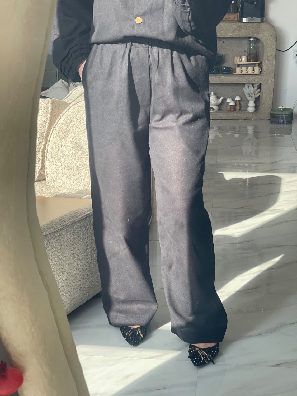 شلوار لینن مشکی
